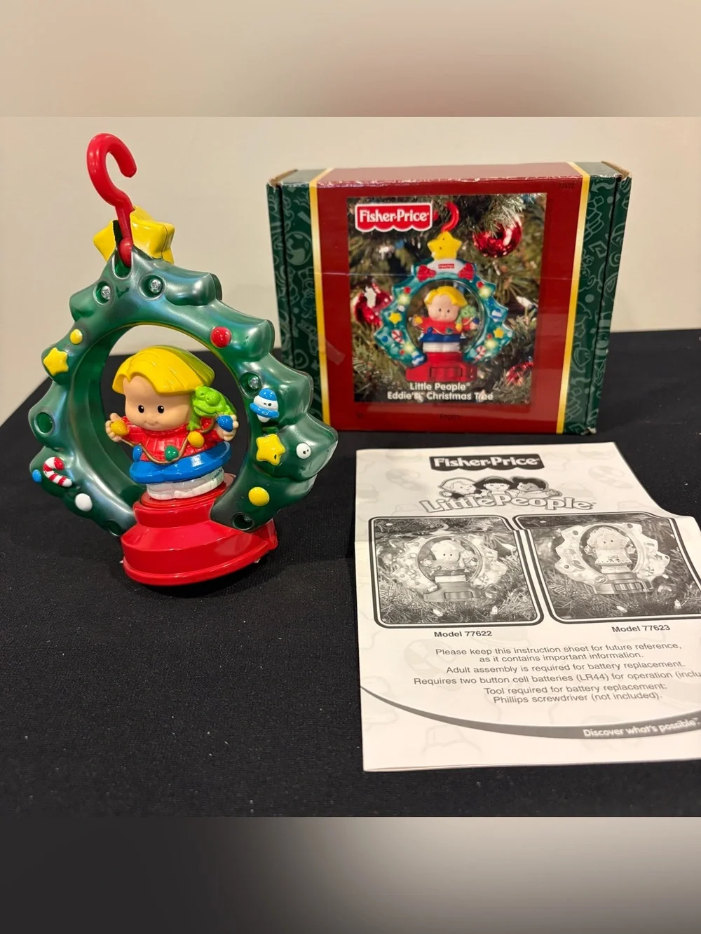 Fisher Price Little People Eddie’s Christmas Tree Ornament 2002 Mattel w/ Box